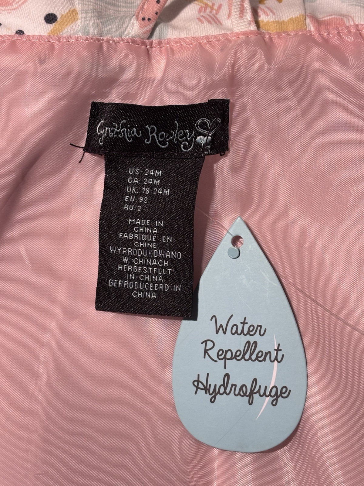 Cynthia Rowley Toddler Girl’s Pink RainCoat Rain Jacket Lined Windbreaker 24mo