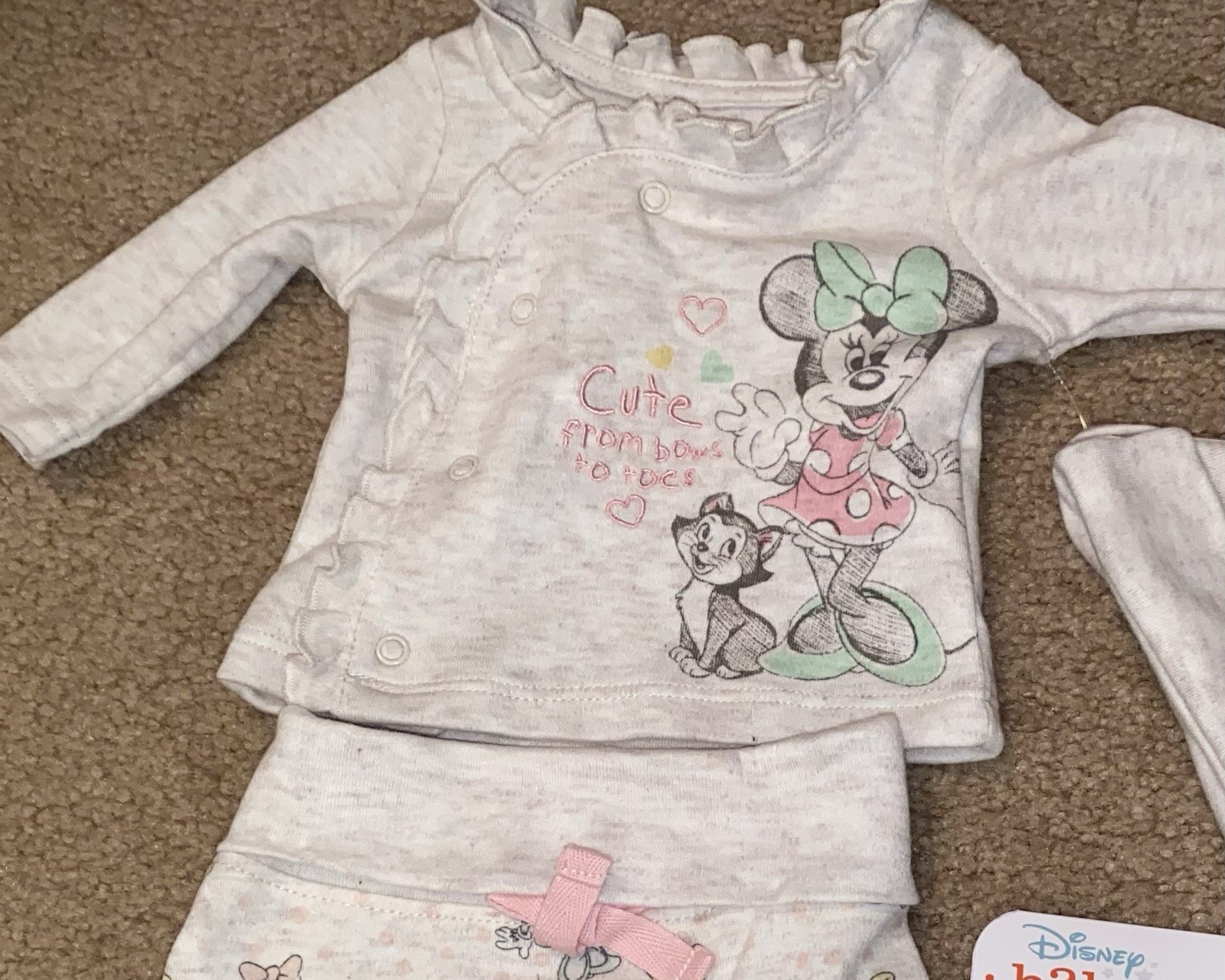 New~Disney Baby Minnie Preemie Welcome Home Set Hat Mittens, 6pc