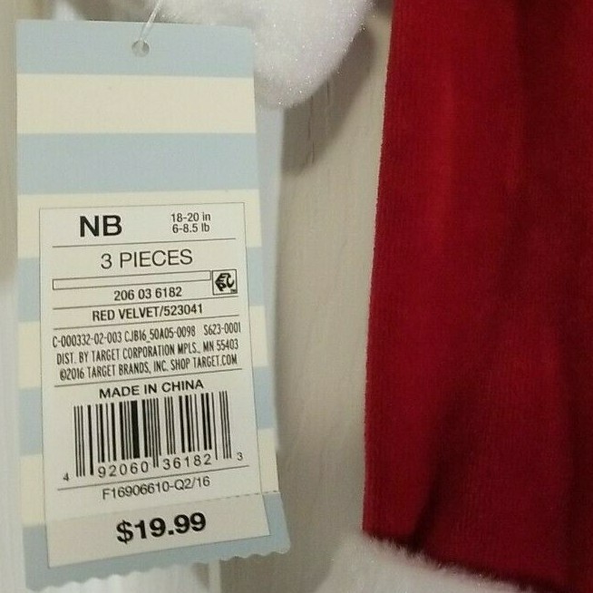 Santa Claus Velour Suit 2PC Newborn Boy Cat & Jack Velvet Baby NB Christmas NEW