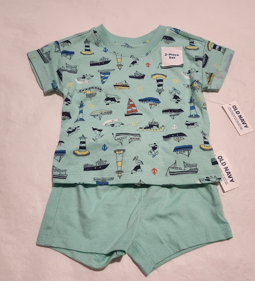 NWT Old Navy Nautical Tee Shorts Outfit Set 2PC Baby Boy