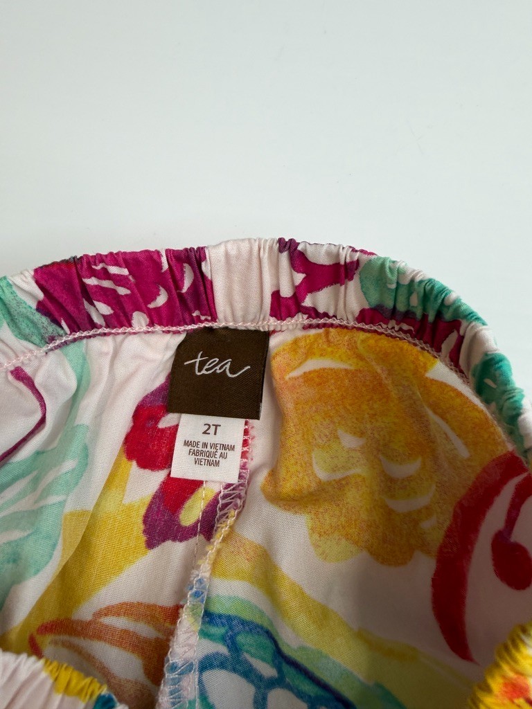 Tea Set Baby 2T Floral Short Pant Shirt Top Colorful Play School Party Core Ex