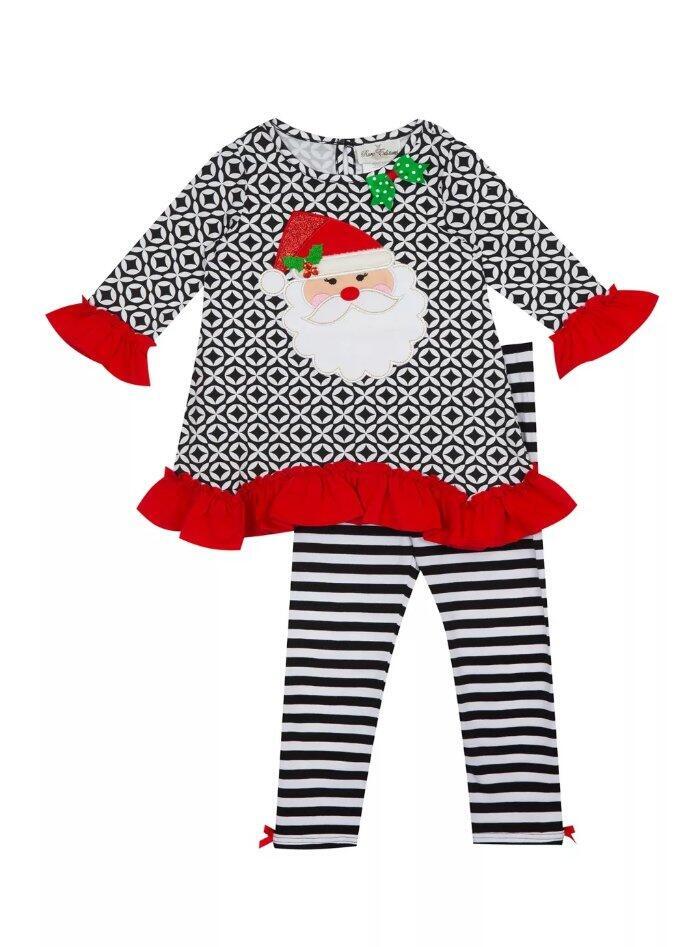 RARE EDITIONS Toddler Girl 2T Santa Applique 2 Pc Leggings Set NWT