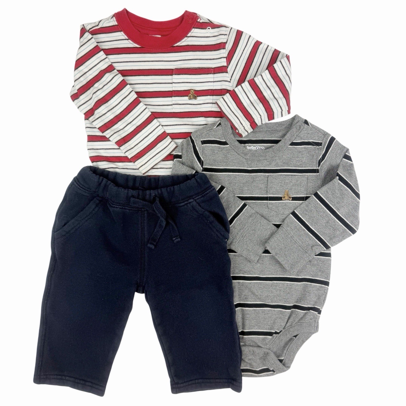 Baby Gap Boy 3-6 Months Bundle Lot 2 Long Sleeve Bodysuits Pull On Sweat Pants