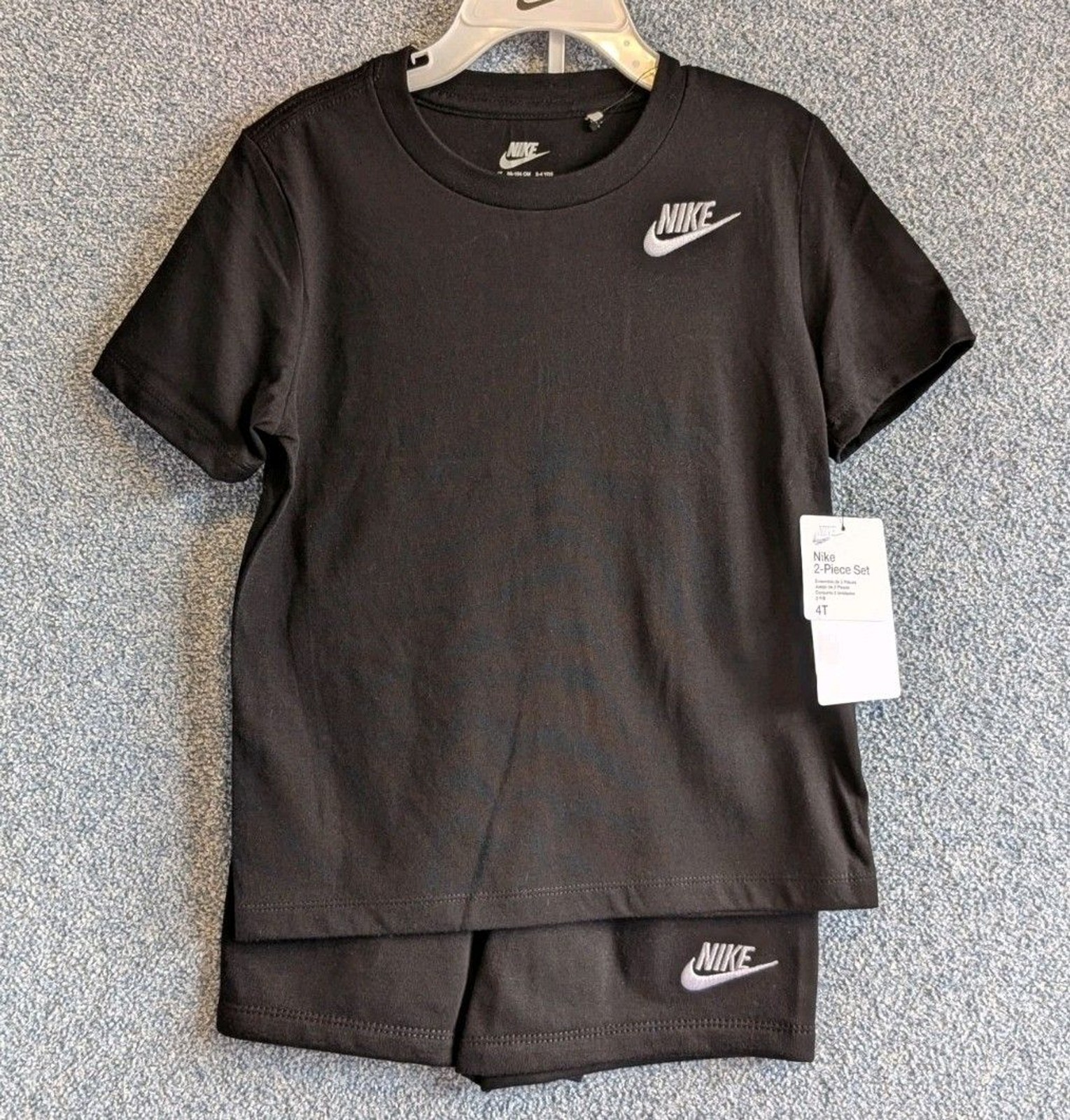 Nike Toddler Size 4T Black White 2-Piece Knit Shorts Set 76M143-F66
