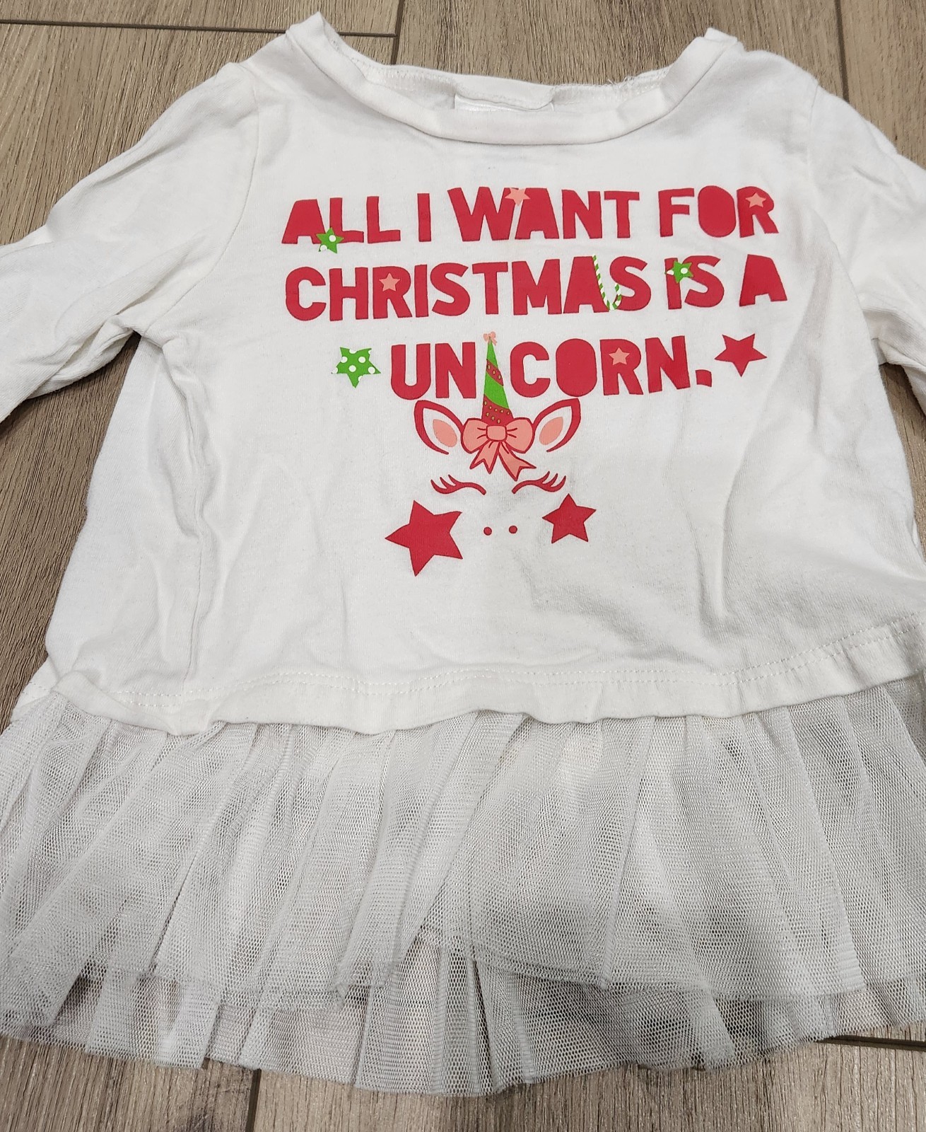 Lily & Dan 3T Unicorn Christmas Outfit Tulle Skirt Top & Candy Cane Leggings