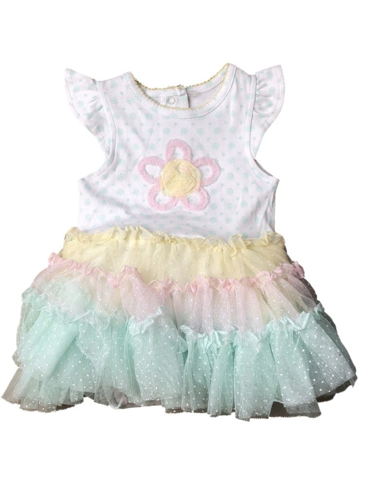Infant Girls Ruffled Pastel Floral Baby Outfit Tutu Skirt Bodysuit Dress 9-12m