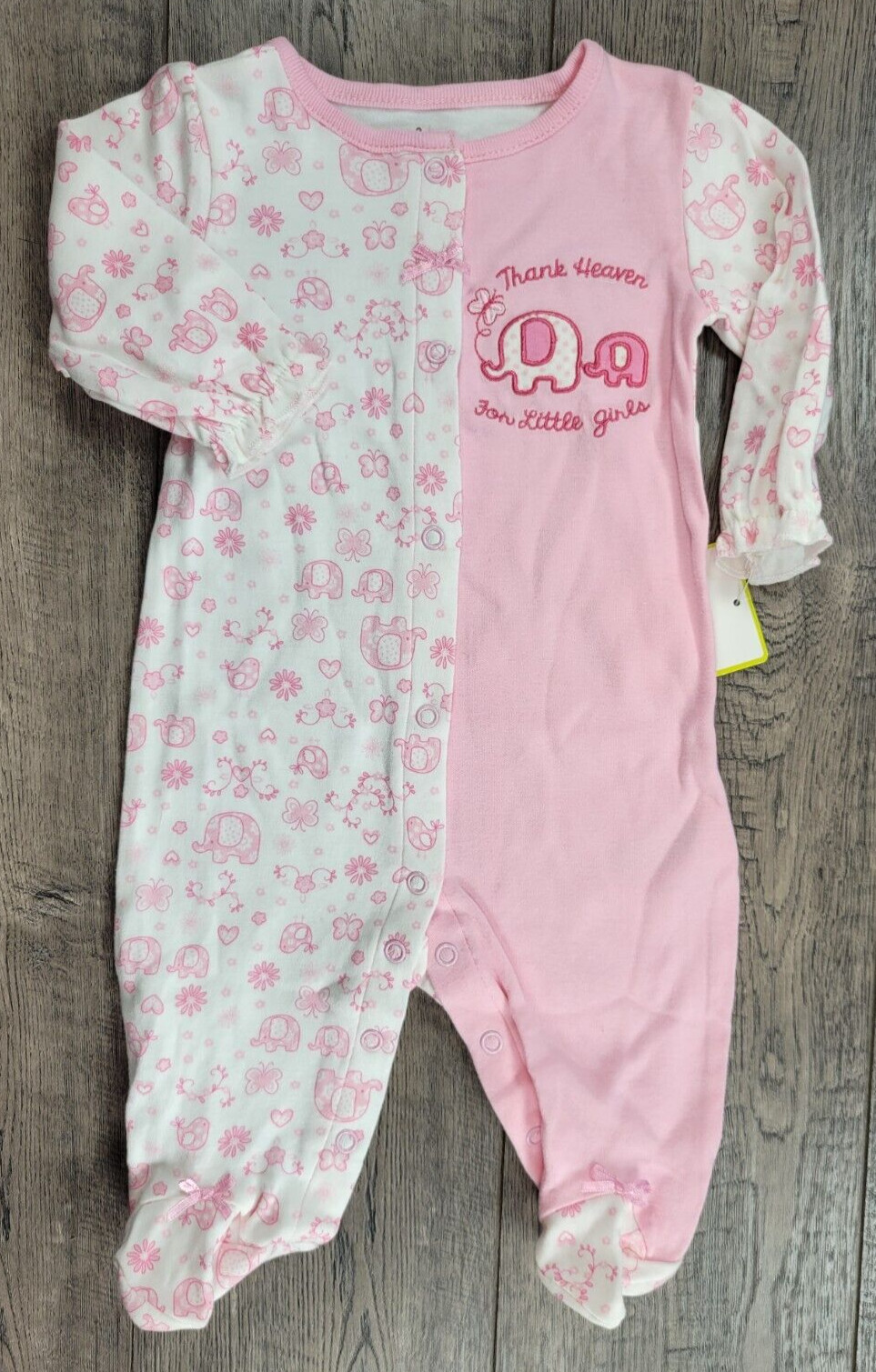 Baby Girl New Baby Starter’s 3 Month Thank Heaven For Girls Elephant Outfit
