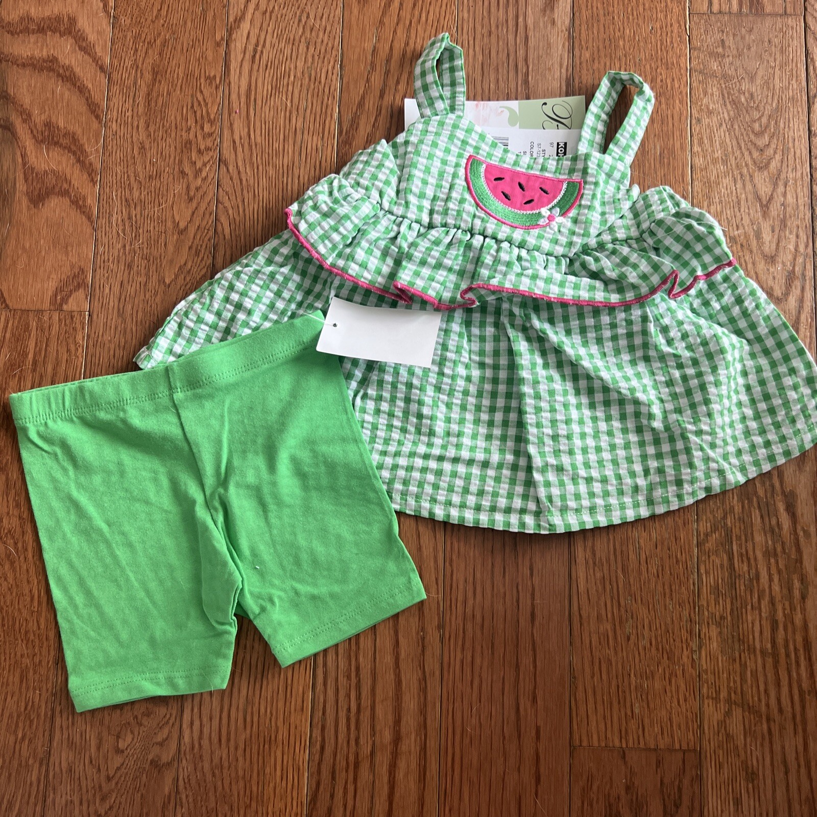 New Bonnie Baby Short Set Girl’s Size 12 Months Seersucker Watermelon Short Set