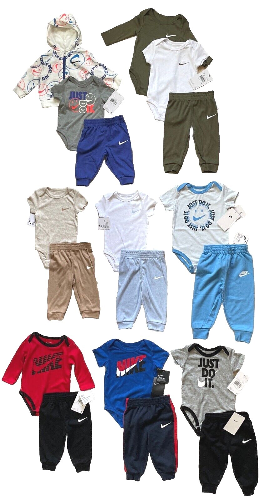 NIKE Baby Boy Bodysuit & Jogger Sets 2-3 Piece Assorted Sets; Sizes 3M-18M, NWT