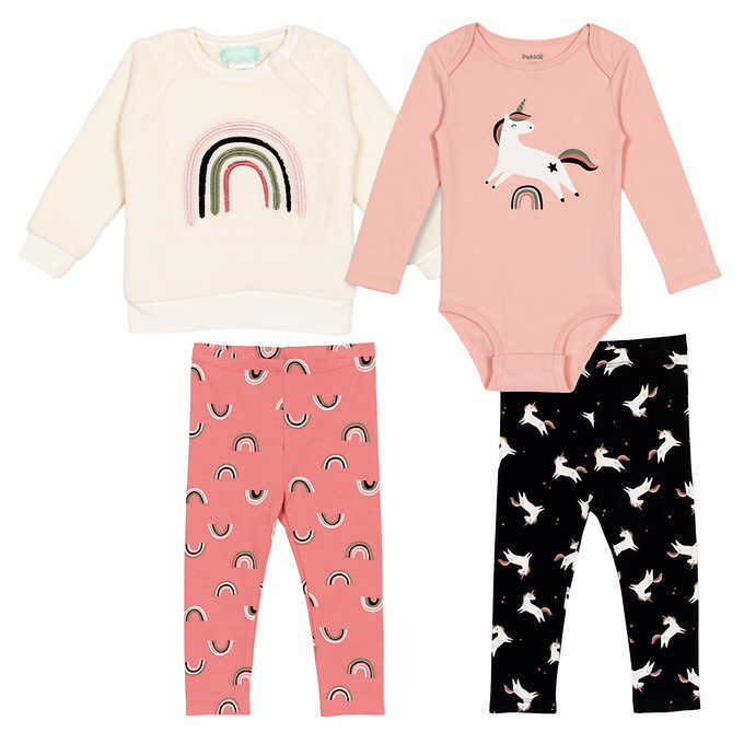 Baby Girl 4-Piece Unicorn & Rainbow set Size 9, 18 months