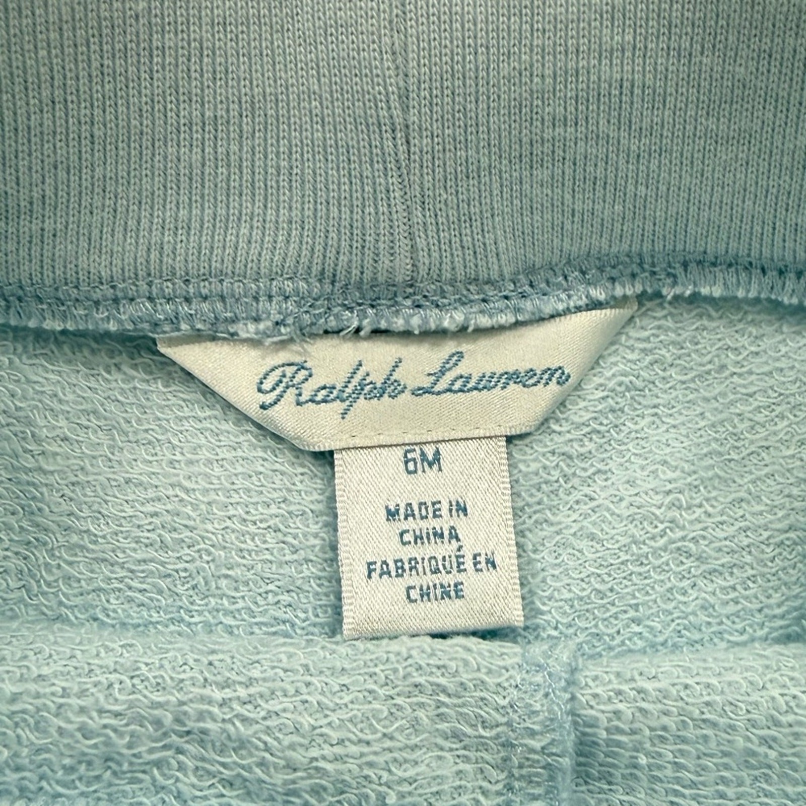 Ralph Lauren French Terry Hoodie & Pant Set Light Blue Size 6 Months