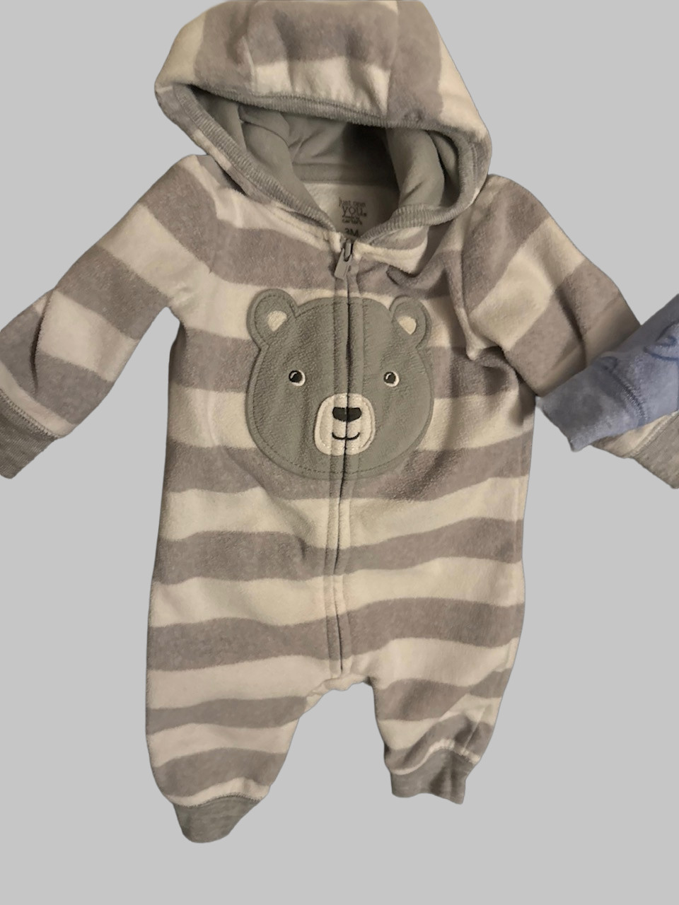 Carter’s Newborn-3M Boy Lot of 4 Cozy Footed Hooded Winter Thick One Pieces