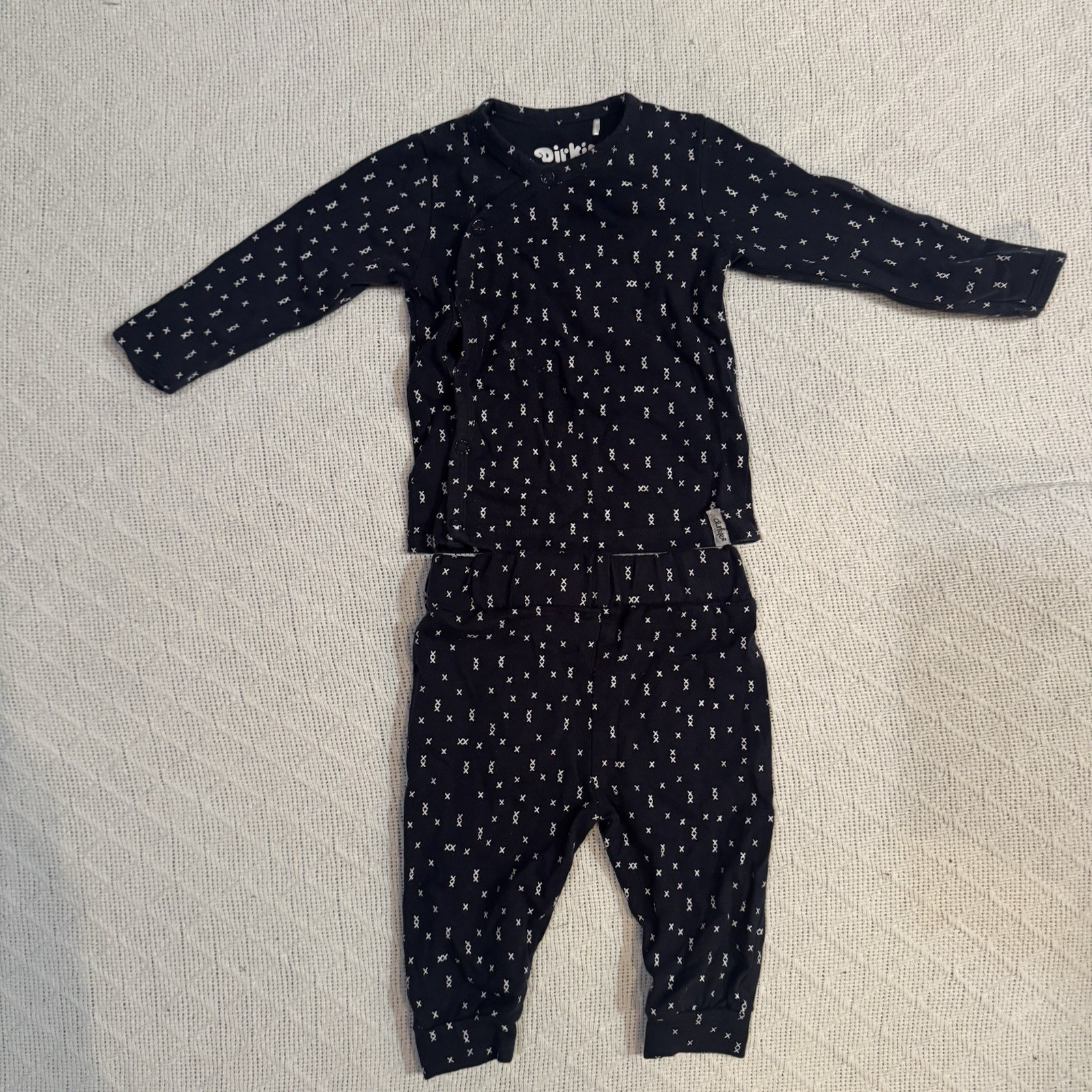 Baby Two Piece Navy Blue And White Top And Pant Set Size 3 Months By Dirkje