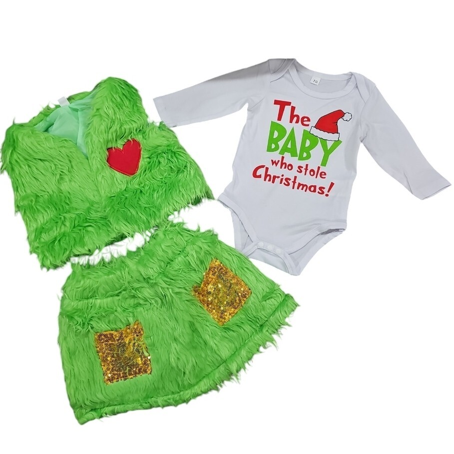The Baby Who Stole Christmas 3pcs Outfit Set(Size-6-9months)
