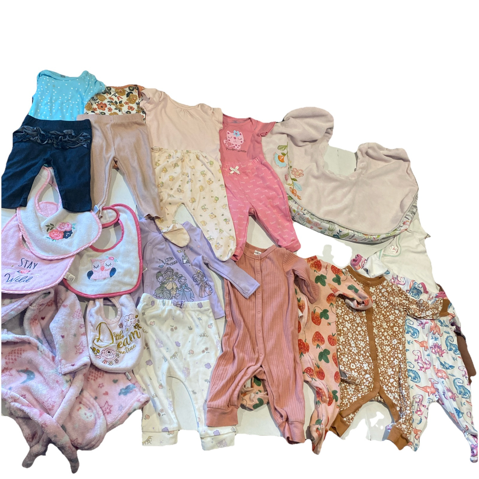 Lot of 20 Pieces Baby Body Suit Playsets Nursing Pillow Cover Floral Bibs Robe