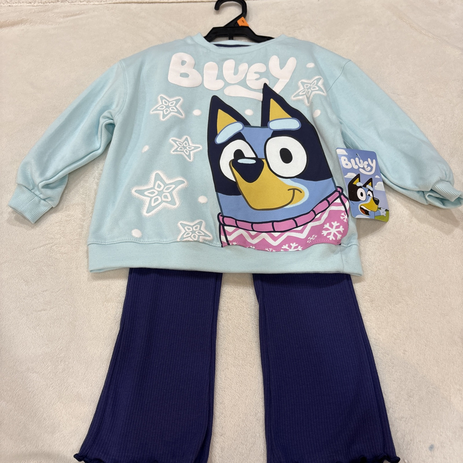 Bluey Toddler Girls 2pc Lt Blue Screen Print Sweatshirt And Leggings Sz 4T NWT
