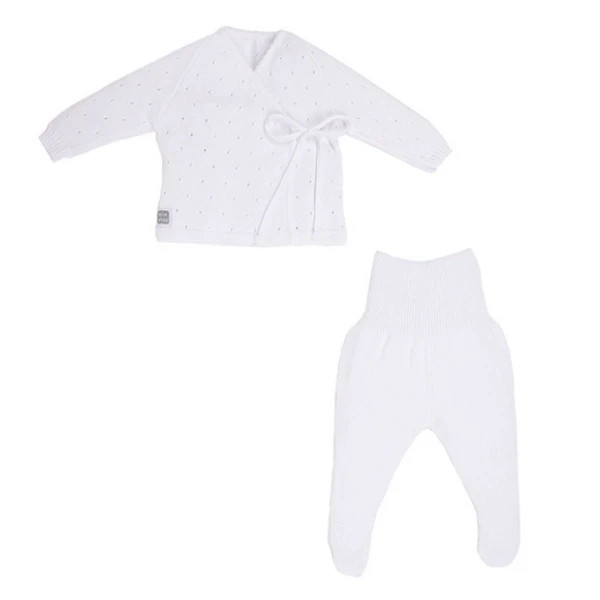 NWT Spanish Knit White Cotton Coming Home Set Newborn Preemie Baby Girls Boys 01