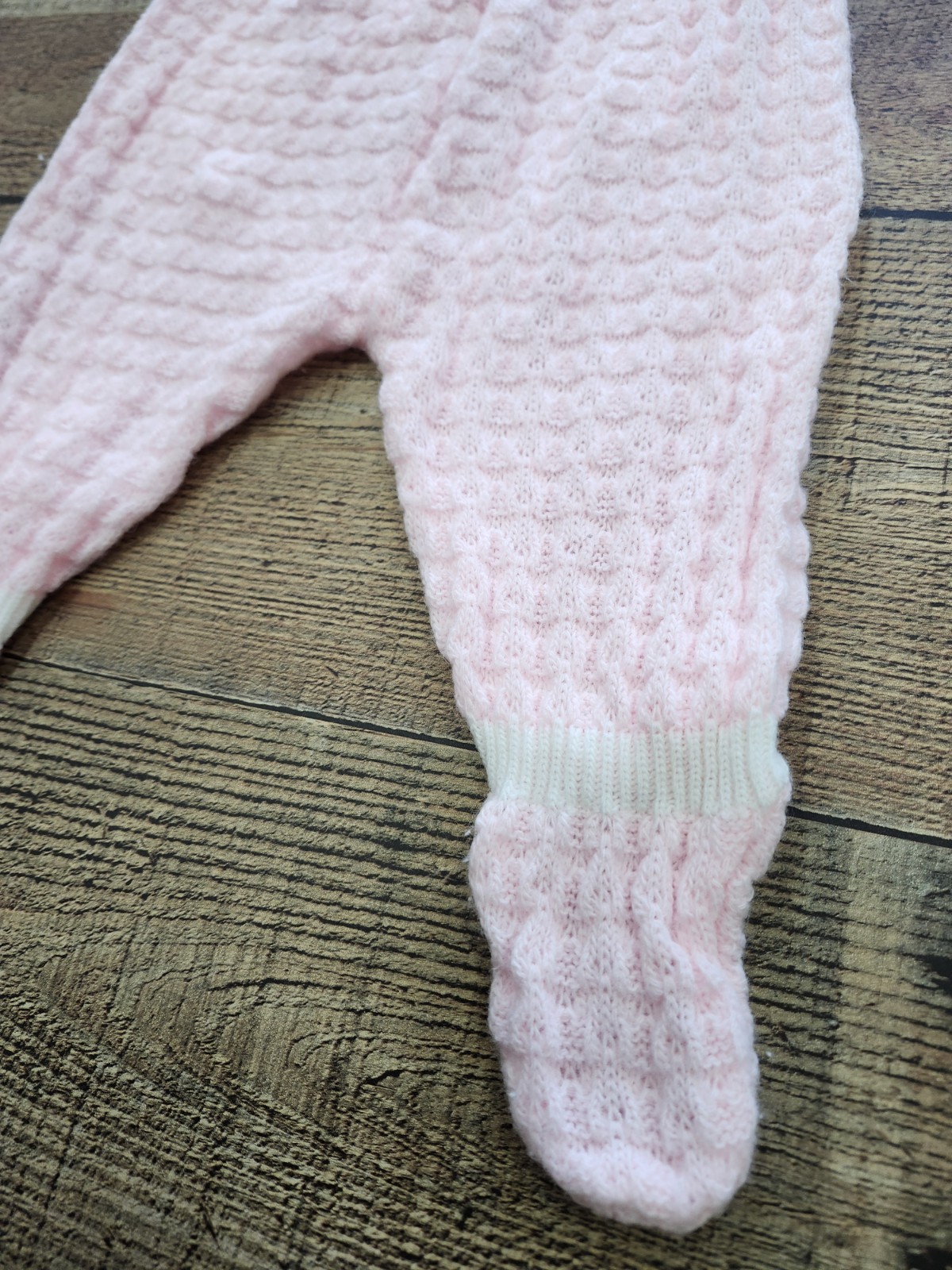 Vtg 80s Handmade Pink 2 Piece Knit Hoodie Suit Set Sz 0-12 Month EXCELLENT Cond