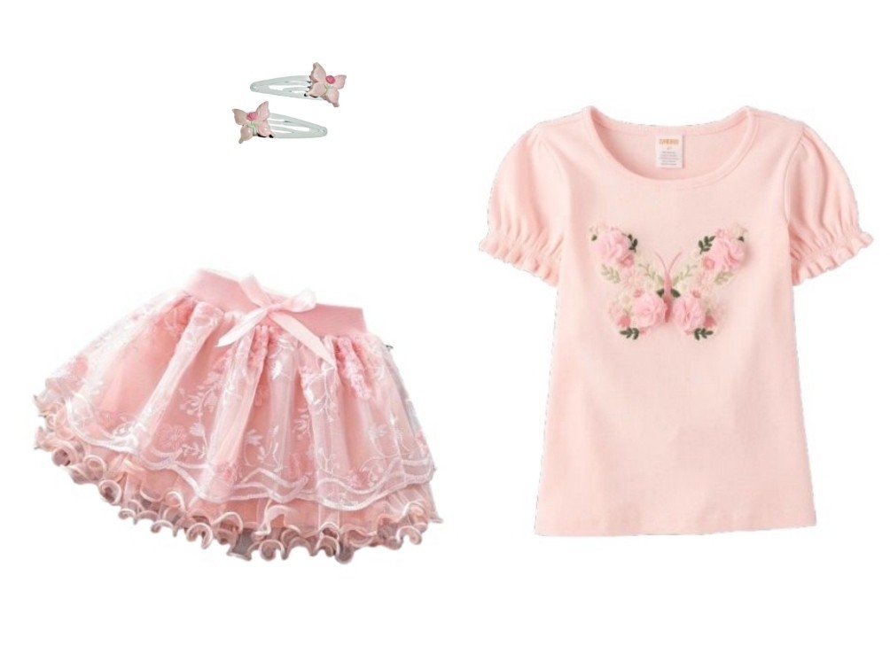 NWT Gymboree Girls 4T 5T Pink Butterfly Flower Tee Tutu Embroidered Skirt NEW