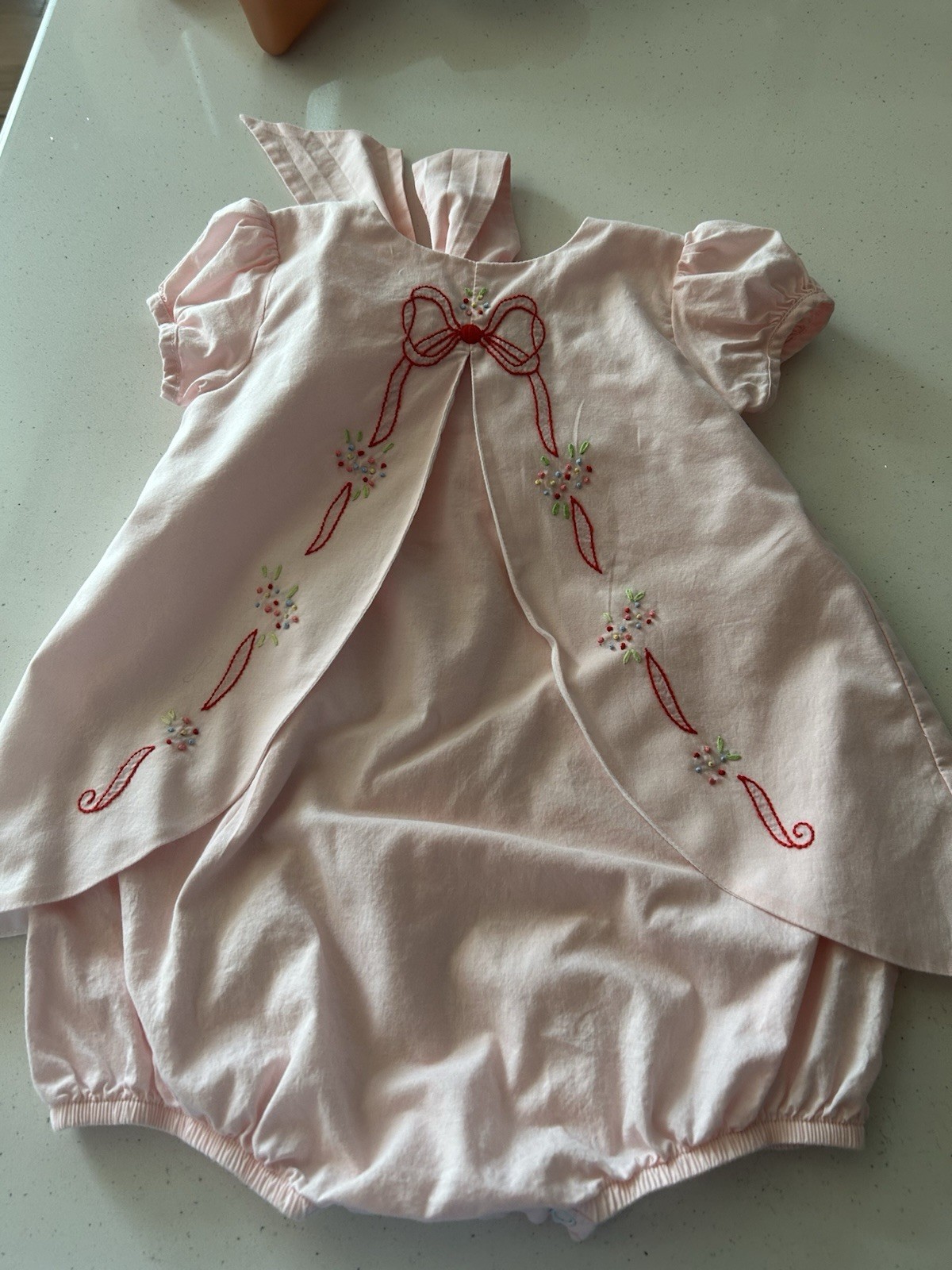 The Proper Peony Outfit Girls Sz 18 Mon. Pink Embroidered Romper