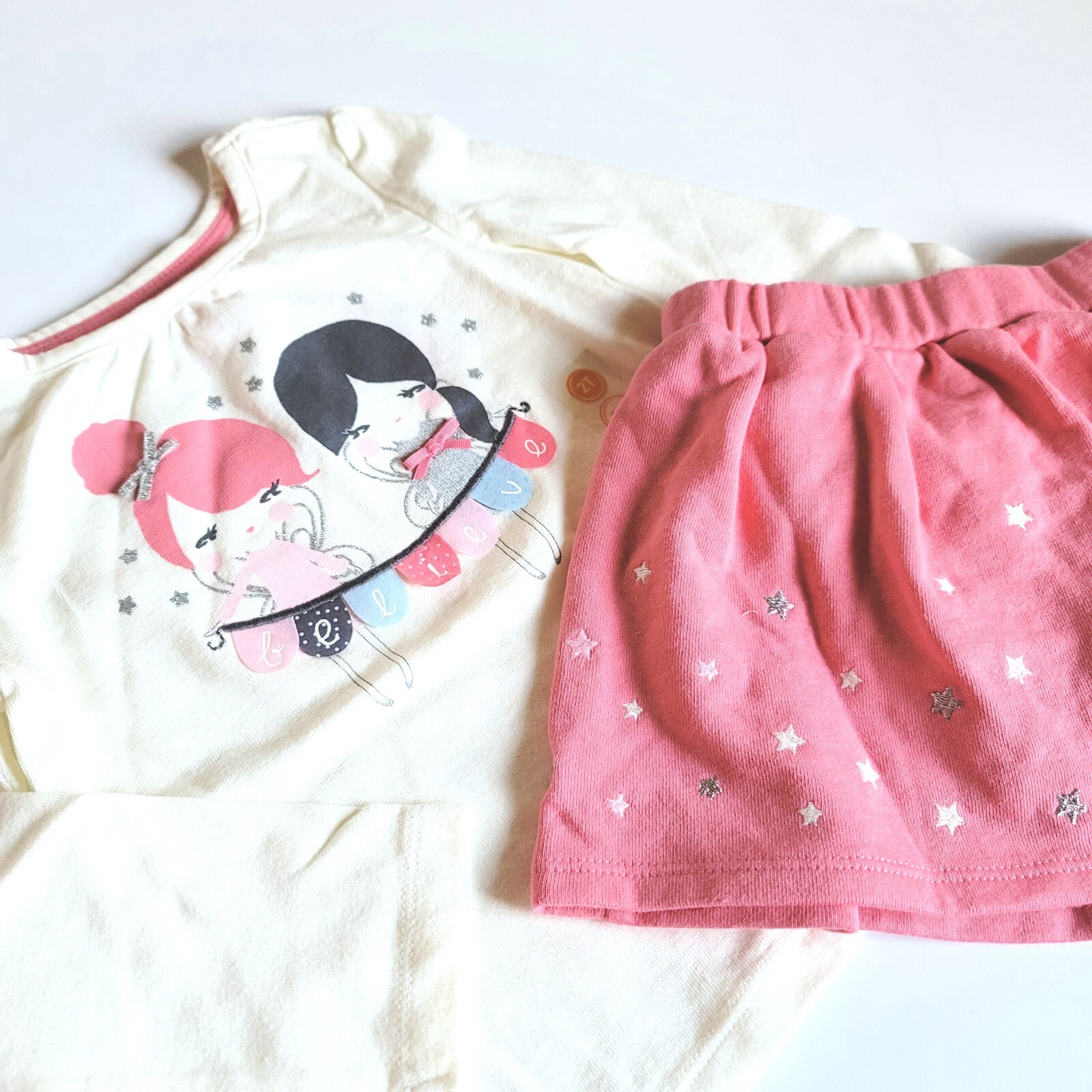 Gymboree 2T Cozy Fairytale Fairy Believe Shirt & Sparkle Star Skirt NWT Pink