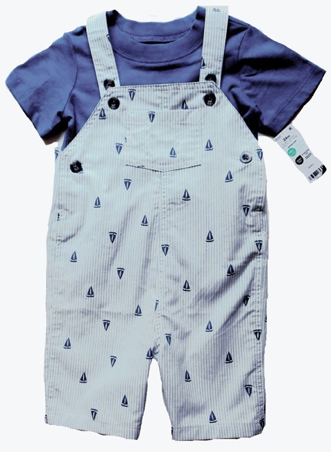 Boys NWT Carters Nautical Beach Portrait Sailboats 2 Pc Shortall 24 mos NEW