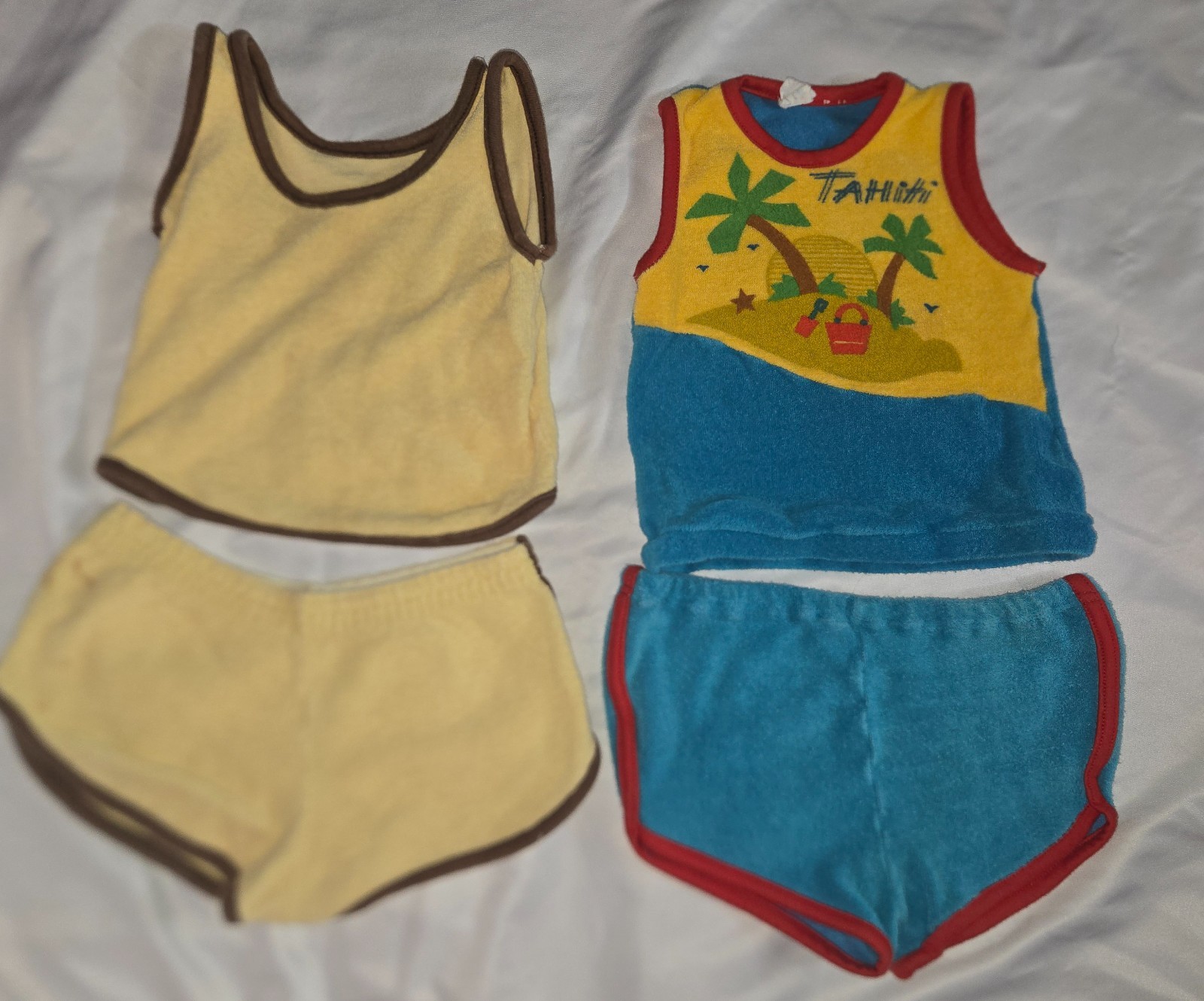 Vintage Wayfair Terry Cloth Tank Top and Shorts Outifts 2T – 3T Yellow Blue