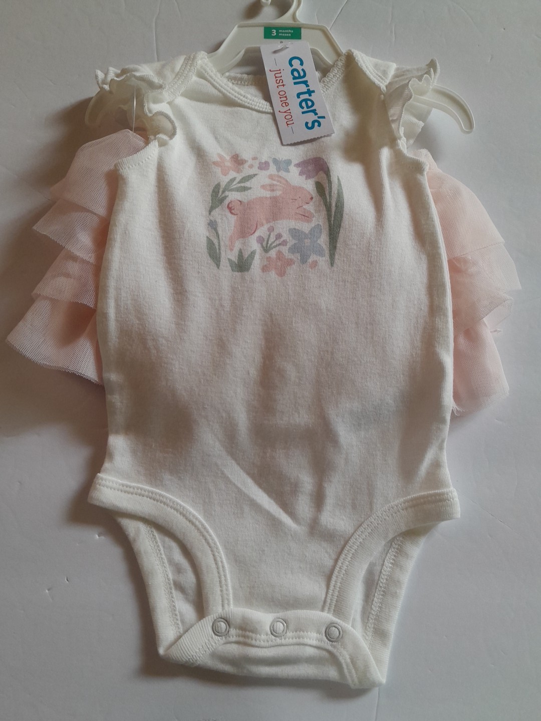 Carter’s Baby Girls Easter Bunny 2 Piece Set Size 3 Months Pink Ruffle Sleeve NW
