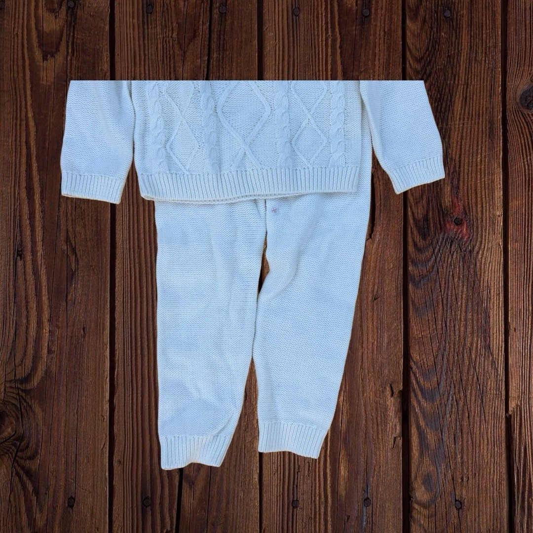 Nicole Miller NY Baby Girl 3pc Knit Set 24M Cream Sweater Pants Hat NWT Gift