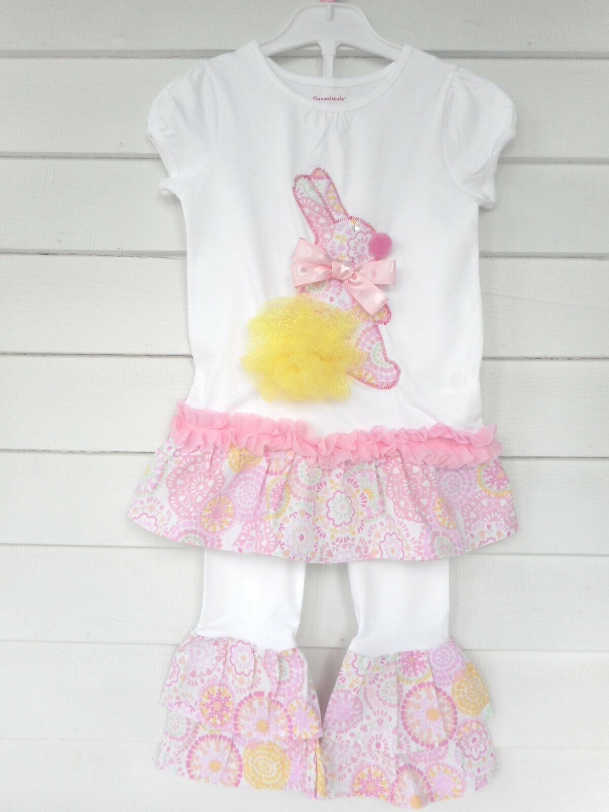 Easter Bunny Outfit Tunic and Leggings Handmade Ruffles Toddler Girls Size 4T