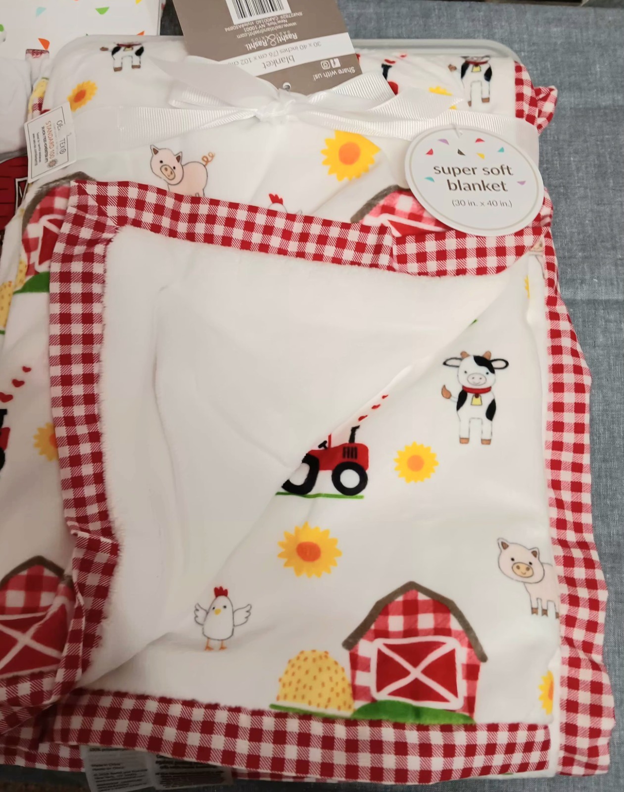 NWT 5 piece set Size 3 mos Bodysuit, socks, hat, blanket and lovie Farm Theme