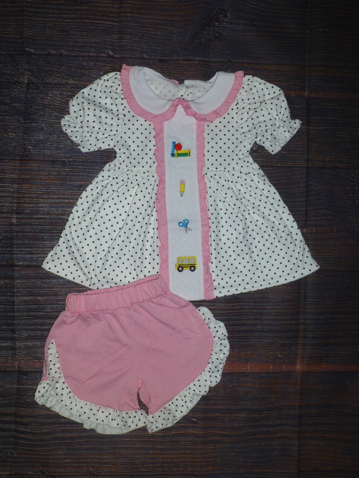 NEW Boutique Back to School Tunic & Ruffle Shorts Girls Outfit