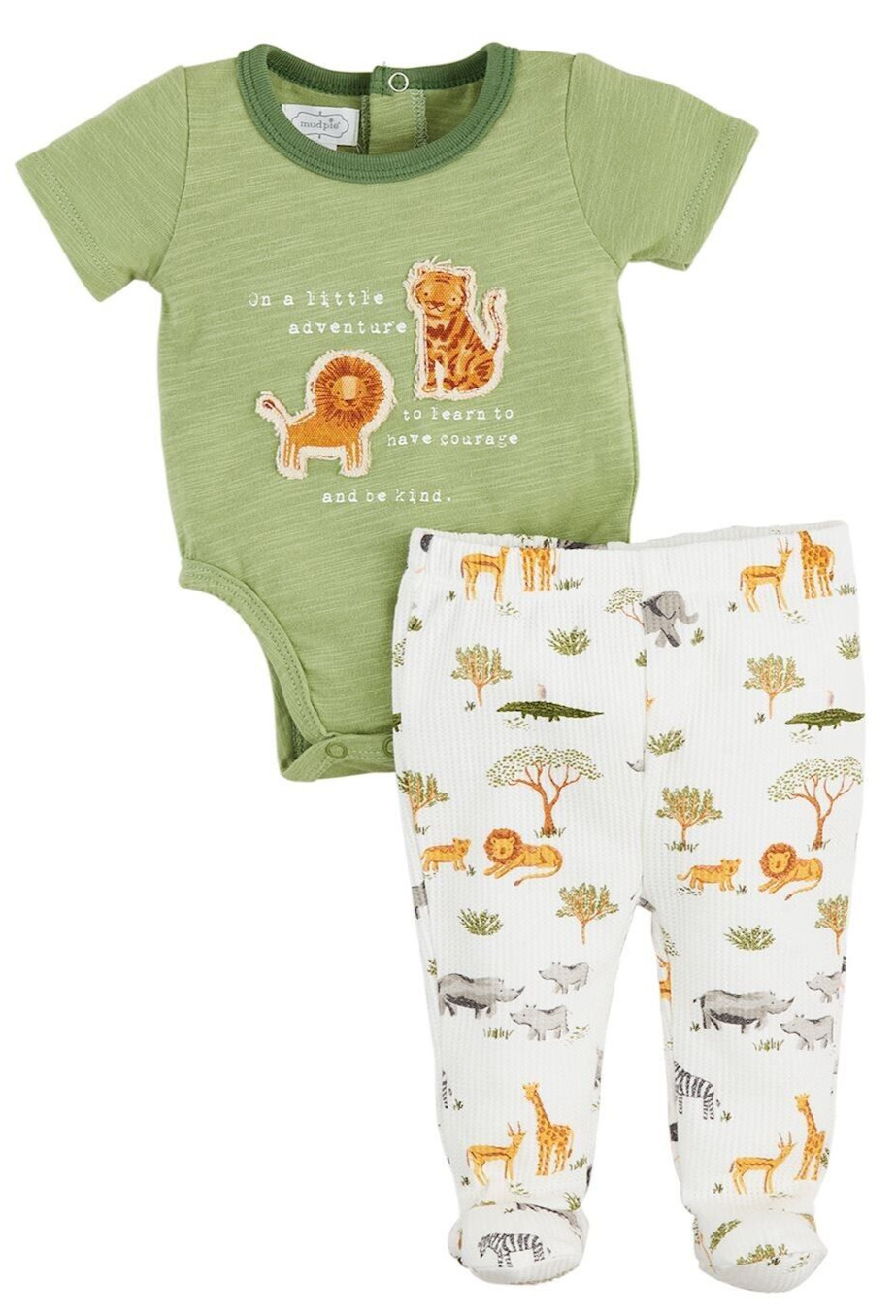 Mud Pie Baby Boy/Girl Safari Lion 2 Piece Crawler Set Size 6-9 Mos NEW