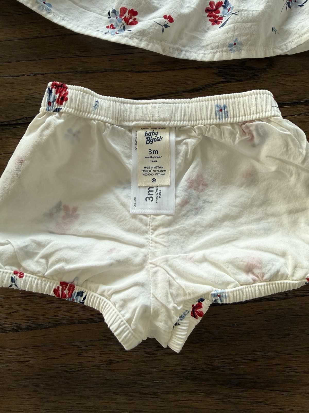baby B’gosh Girls 2-Piece Floral Cotton Shorts Set 3M White/Red/Blue