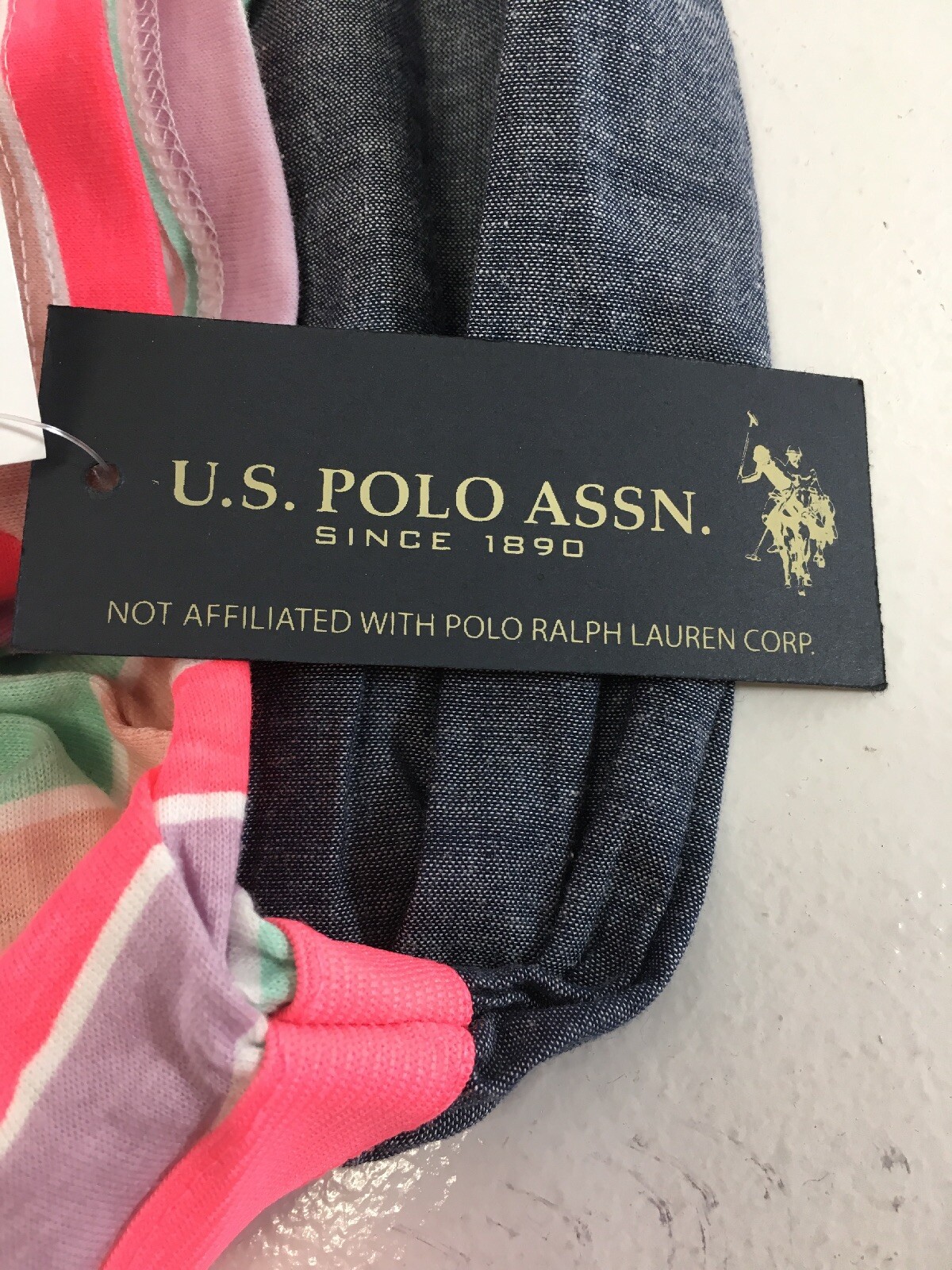 US Polo Assn Baby Girls 3 Piece Set Dress/Shirt/Pants Neon Coral Sz 24M NWT #