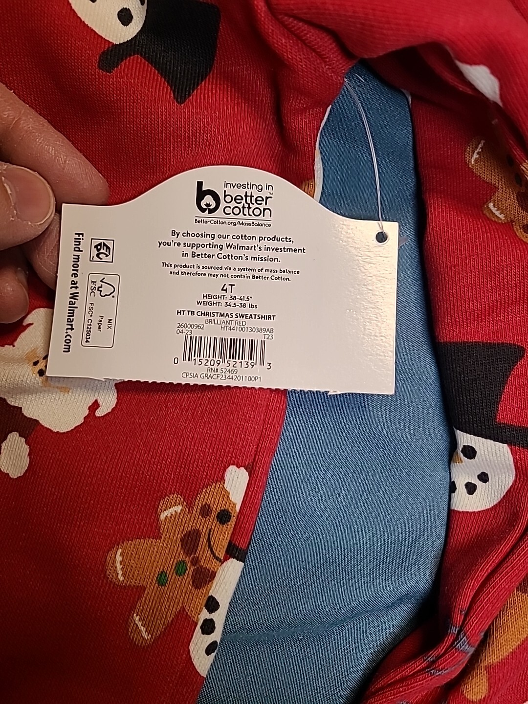 4T Holiday Time long sleeved shirt with Santa, Snowman, Gingerbread. Warm