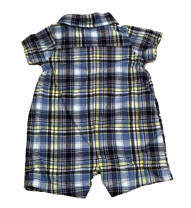 Baby Boys Romper Lot 0-3 months Carters Cherokee Plaid Striped Dinosaur Hunting