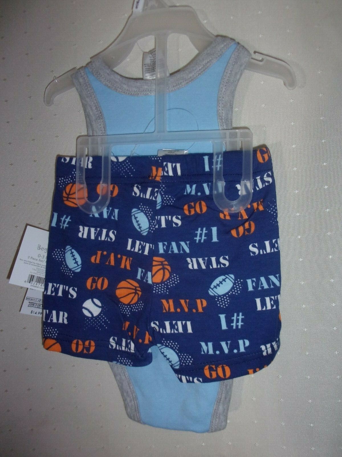 BRAND NEW LITTLE BEGINNINGS INFANT BOYS BLUE OUTFIT SET SIZE 0-3 MONTHS- #1 FAN