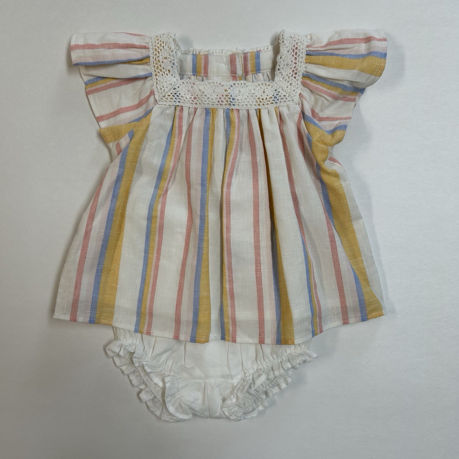 Janie and Jack 0-3 Months Baby Girl Striped Top Dress Bloomers Linen/Cotton Boho