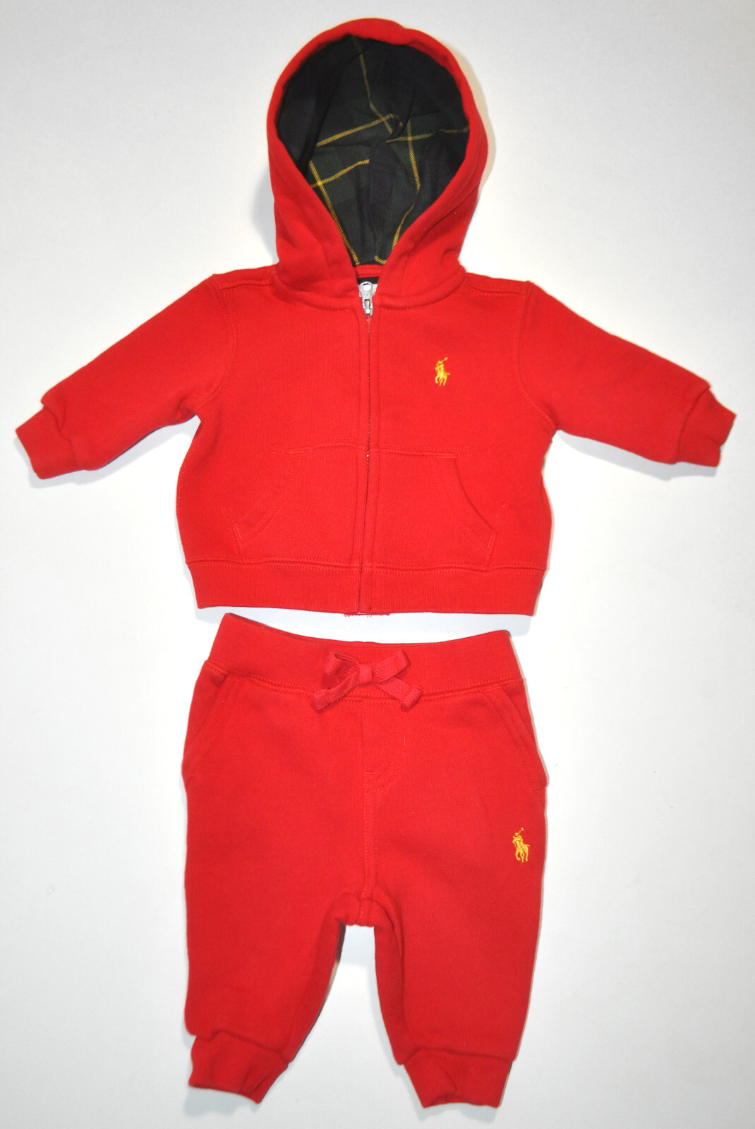Ralph Lauren Infant Baby Boy’s 3M Red 2 Piece Full Zip Hoodie W/ Sweatpants MINT