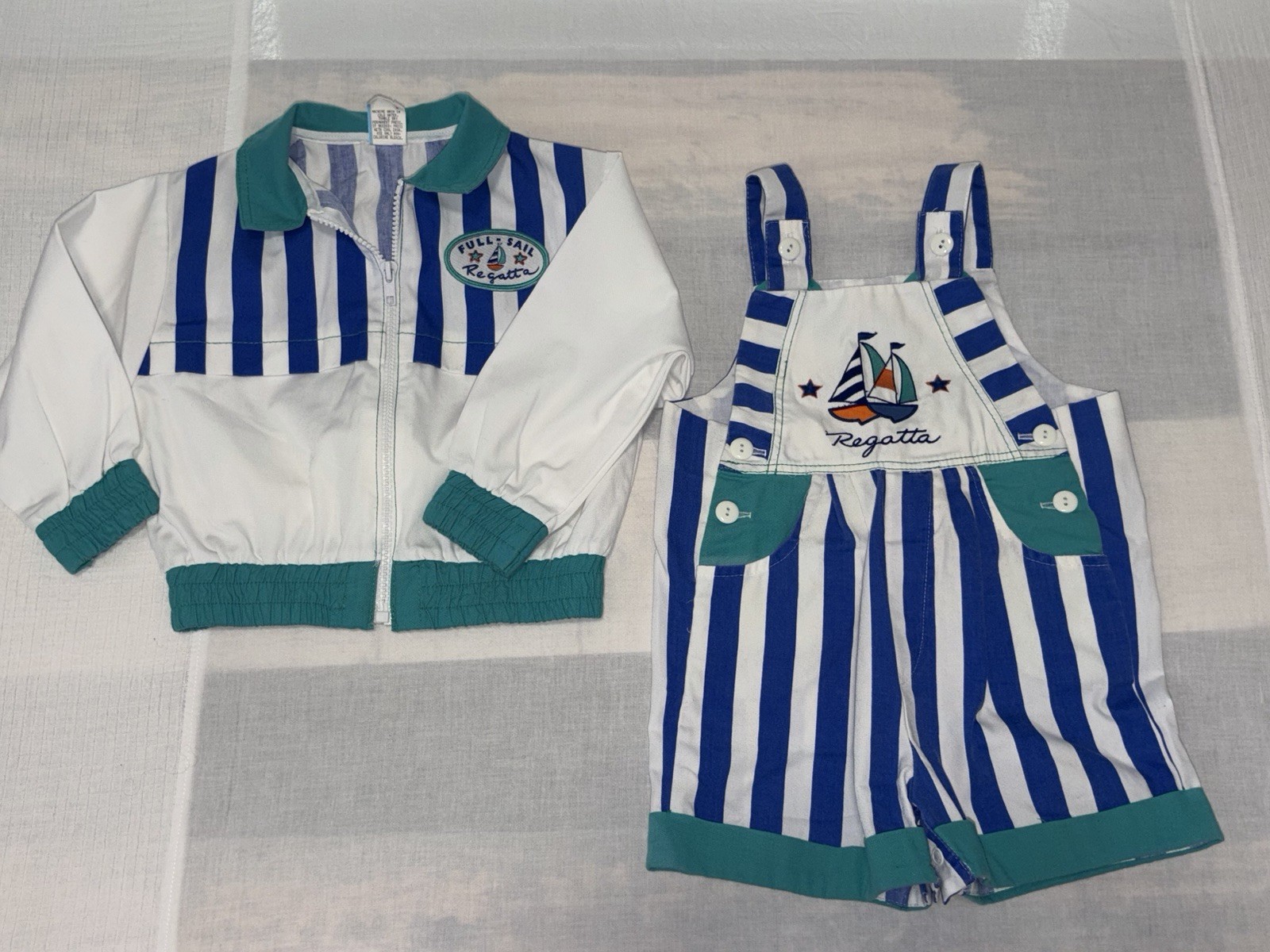 Vtg Sailor Outfit 2-Piece W/Coat Toddler Unisex 3t Embroidered 90’s Regatta Sea