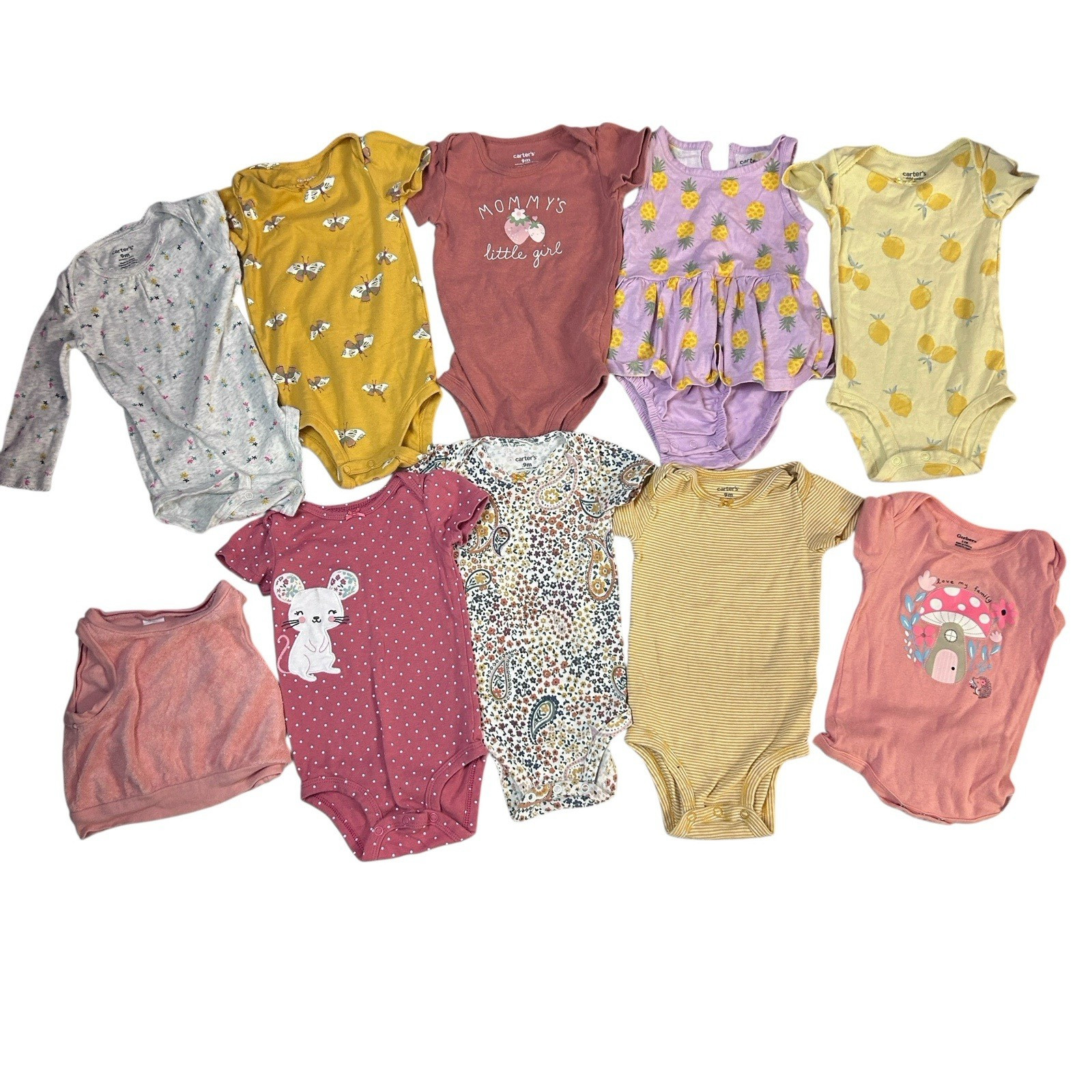 Girls Baby Bundle 6-9 Months Carter’s Lot 10 Pc Set Summer Tops Shirts Spring