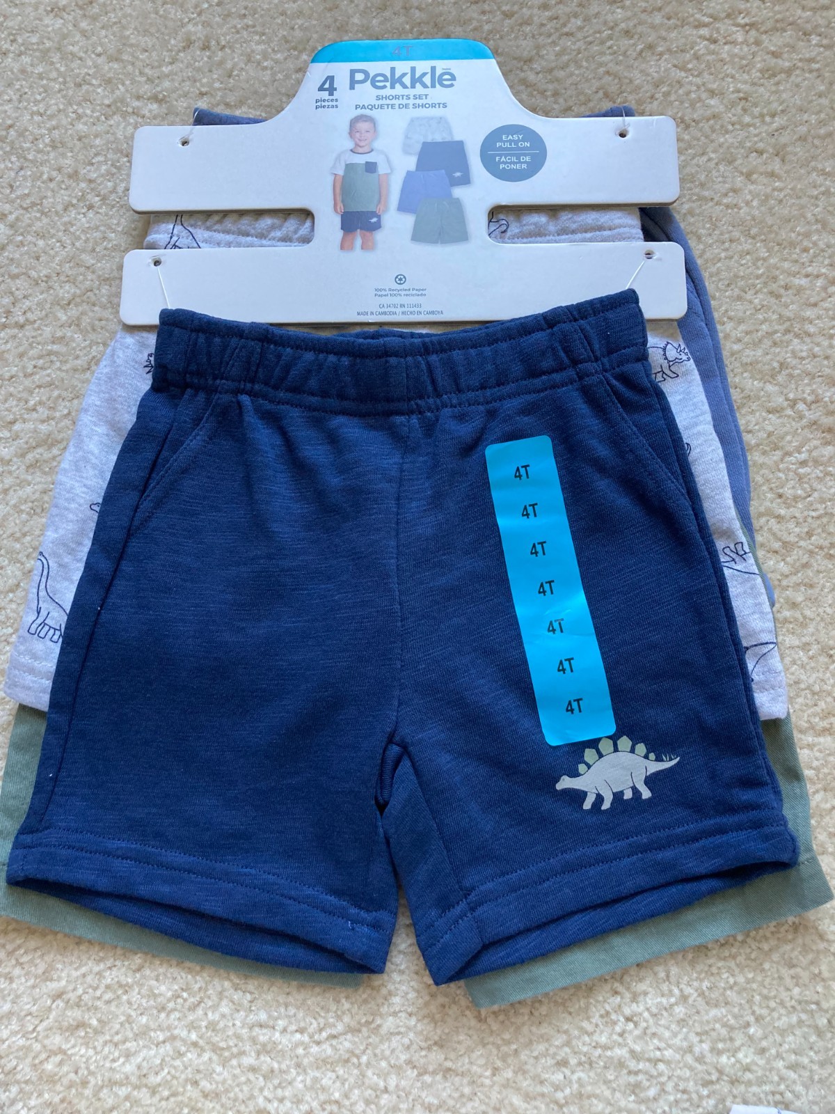 NWT Pekkle Boy’s 4-Piece Shorts set, Size: 5T, Assorted Colors