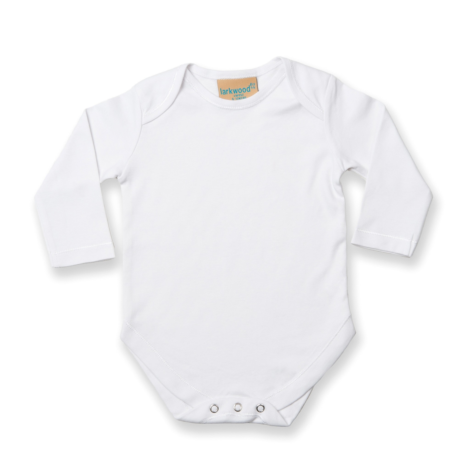 Larkwood Baby Long Sleeve Bodysuit LW052-Kids Envelope Neck Line YKK Popper Suit