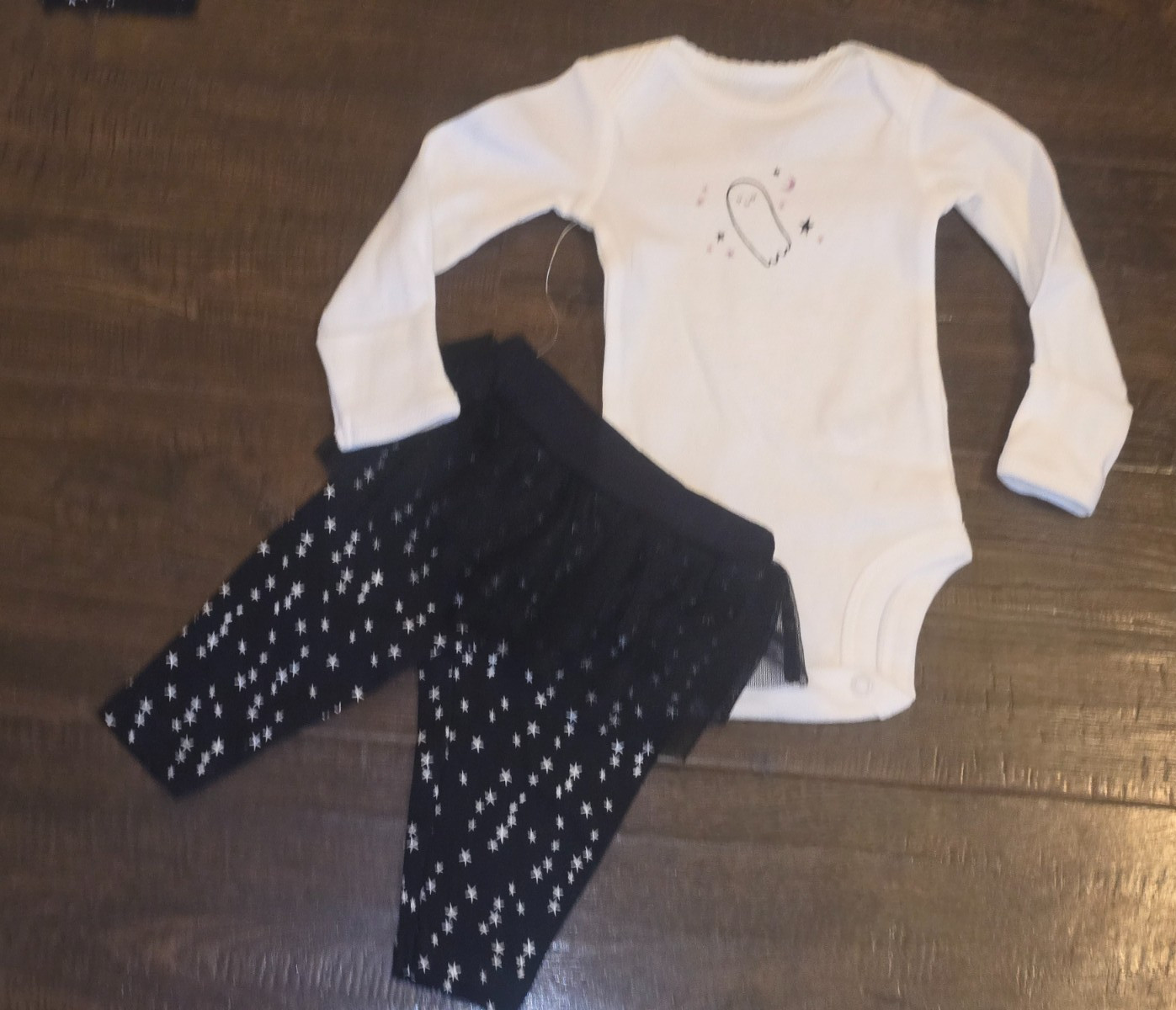 Carter’s Sz NB 3 6 12 Months Baby Ghost Bodysuit Leggings Set NEW NWT Halloween