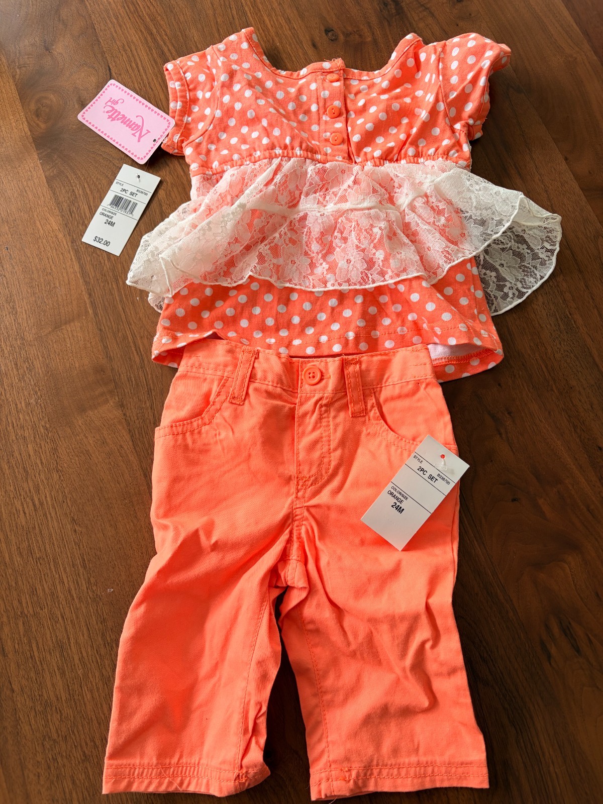 New with tag 2 Piece Nannette Girl Set 24 Month 100% Cotton 100% Polyester trim