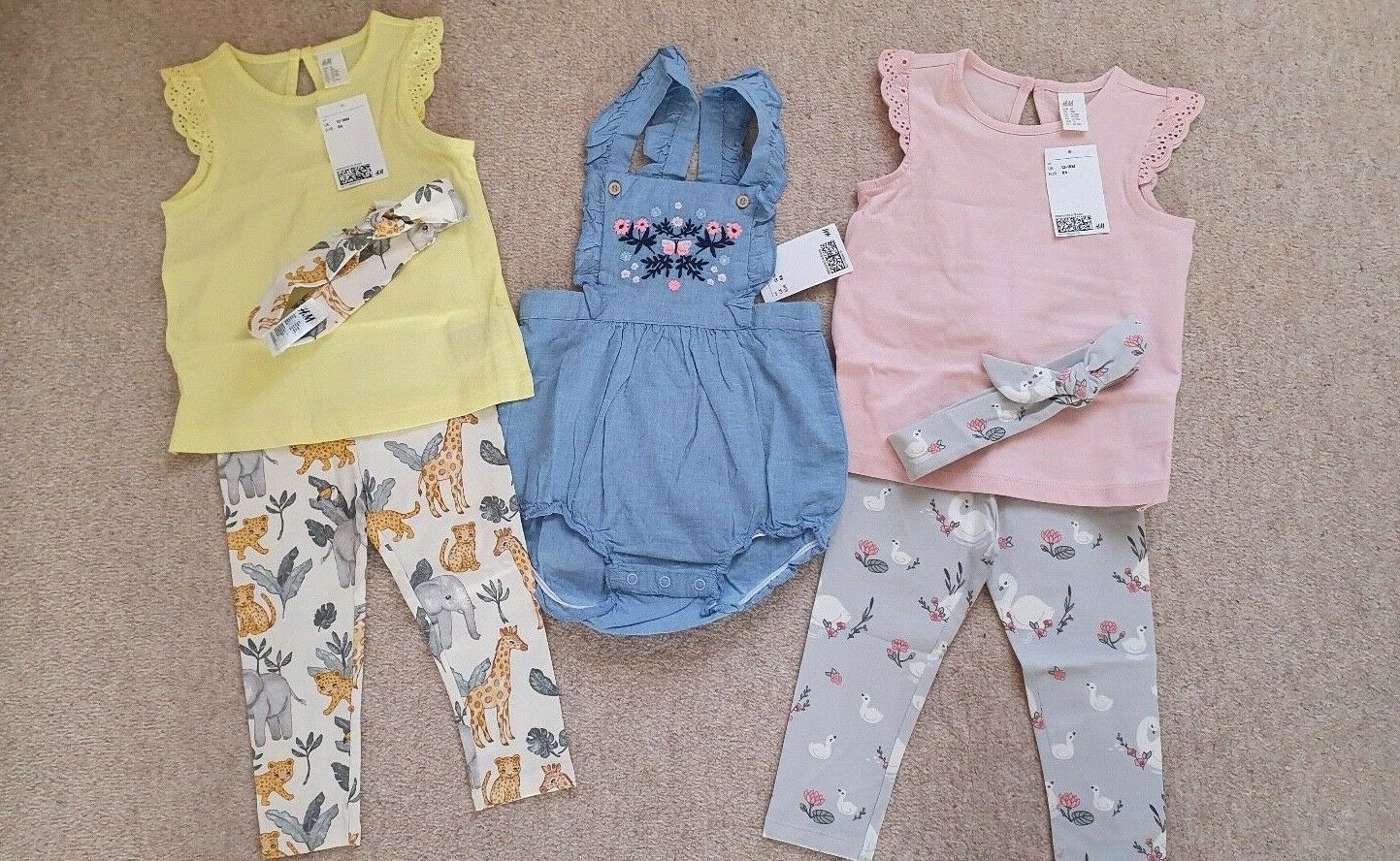 NEW 12-18 month H&M baby girl summer outfit X3 sets 7 pieces