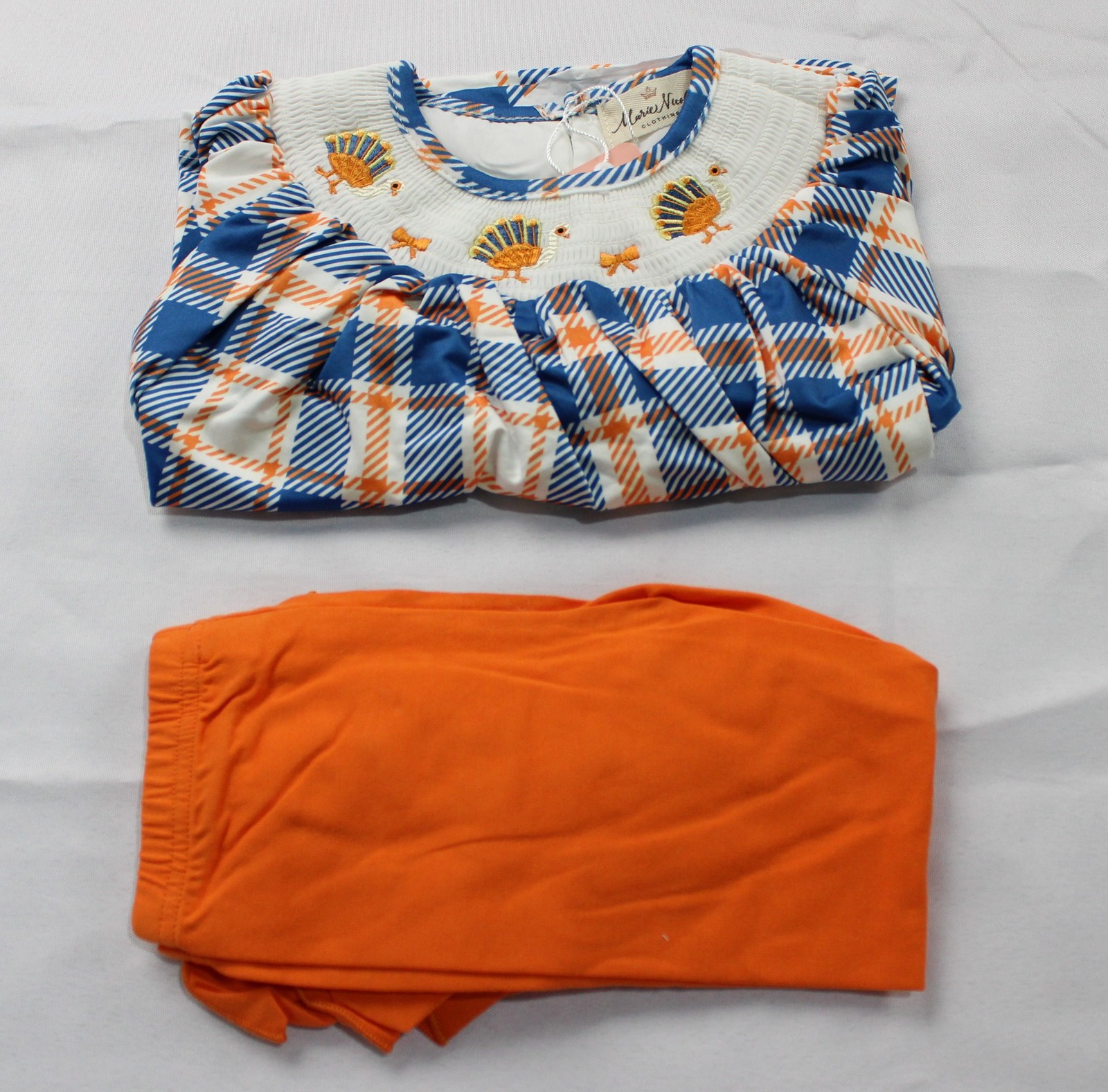 Marie Nicole Baby Girls Smocked Embroidered Turkey Set AC2 Multi Size XS(18-24M)