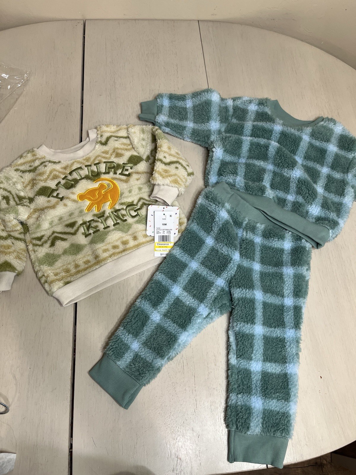 Disney Baby Simba Sweater & 2-Piece Outfit Set 18M Green Plaid Long Sleeve