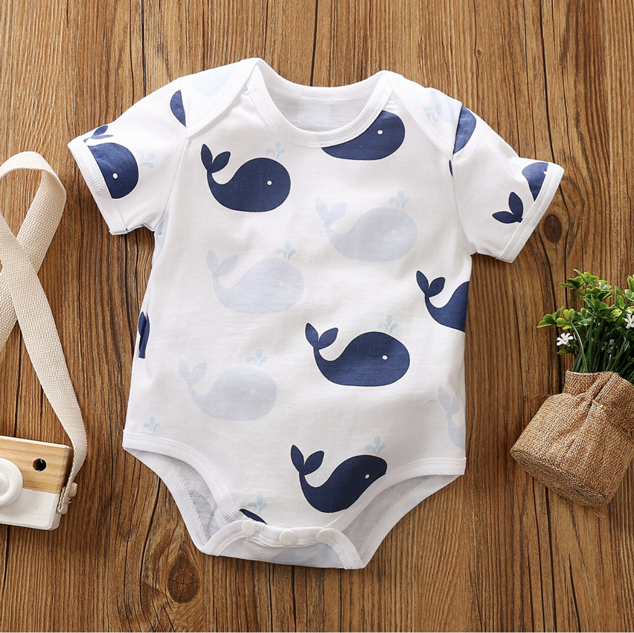 BABY BOY SUPER CUTE “WHALE” SHORT SLEEVE SUMMER JUMPSUIT ~ NEW!